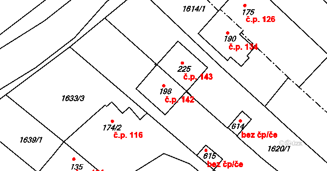 Dobrotice 142, Holešov na parcele st. 198 v KÚ Dobrotice, Katastrální mapa