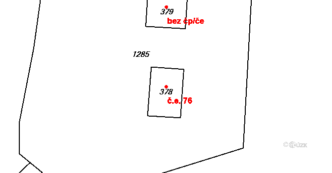 Žopy 76, Holešov na parcele st. 378 v KÚ Žopy, Katastrální mapa