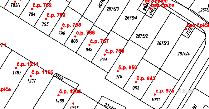 Bystřice pod Hostýnem 769 na parcele st. 844 v KÚ Bystřice pod Hostýnem, Katastrální mapa