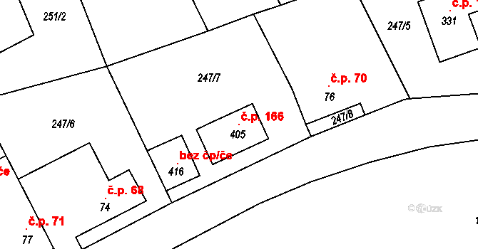 Bubovice 166 na parcele st. 405 v KÚ Bubovice, Katastrální mapa