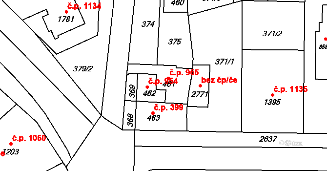 Lipník nad Bečvou I-Město 955, Lipník nad Bečvou na parcele st. 461 v KÚ Lipník nad Bečvou, Katastrální mapa