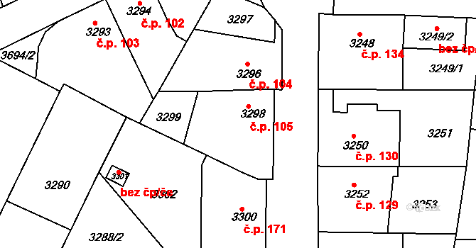 Karlov 105, Kutná Hora na parcele st. 3298 v KÚ Kutná Hora, Katastrální mapa