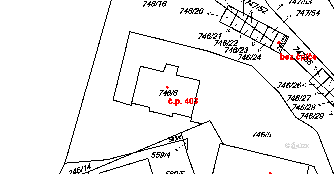 Sedlec 403, Kutná Hora na parcele st. 746/6 v KÚ Sedlec u Kutné Hory, Katastrální mapa