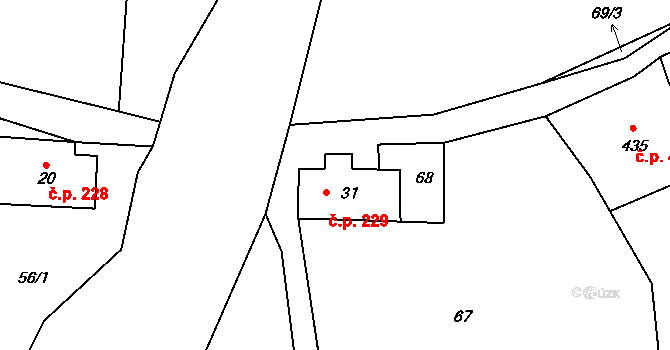 Velký Šenov 229 na parcele st. 31 v KÚ Velký Šenov, Katastrální mapa