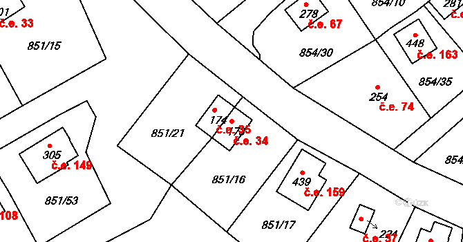 Děpoltovice 34 na parcele st. 173 v KÚ Děpoltovice, Katastrální mapa