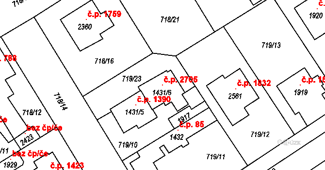 Brandýs nad Labem 2705, Brandýs nad Labem-Stará Boleslav na parcele st. 1431/6 v KÚ Brandýs nad Labem, Katastrální mapa