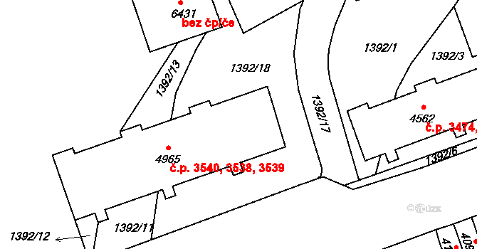 Jablonec nad Nisou 3538,3539,3540 na parcele st. 4965 v KÚ Jablonec nad Nisou, Katastrální mapa