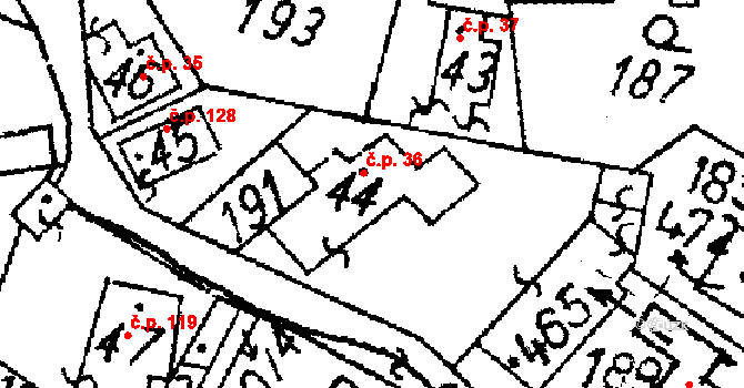Markvartice 36, Jablonné v Podještědí na parcele st. 44 v KÚ Markvartice v Podještědí, Katastrální mapa