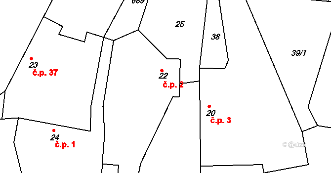 Sovolusky 2 na parcele st. 22 v KÚ Sovolusky u Přelouče, Katastrální mapa