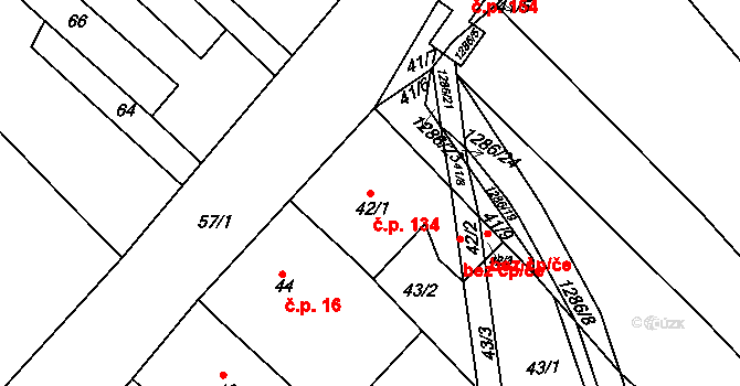 Nebovidy 134 na parcele st. 42/1 v KÚ Nebovidy u Brna, Katastrální mapa