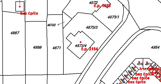 Pod Bezručovým vrchem 2154, Krnov na parcele st. 4873/4 v KÚ Krnov-Horní Předměstí, Katastrální mapa