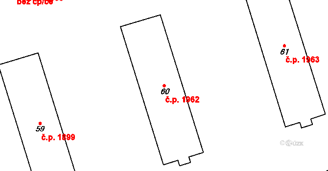Kročehlavy 1962, Kladno na parcele st. 60 v KÚ Kročehlavy, Katastrální mapa