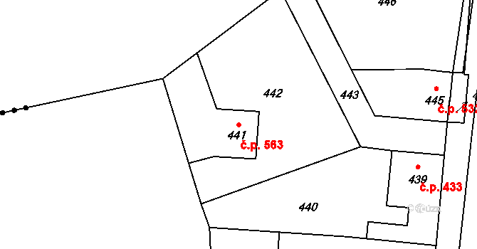 Libušín 563 na parcele st. 441 v KÚ Libušín, Katastrální mapa