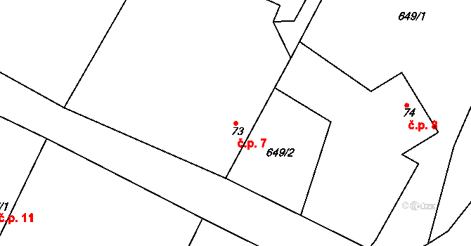 Netolice 7, Markvartice na parcele st. 73 v KÚ Příchvoj, Katastrální mapa