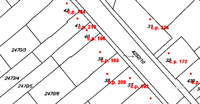 Kardašova Řečice 195 na parcele st. 39 v KÚ Kardašova Řečice, Katastrální mapa
