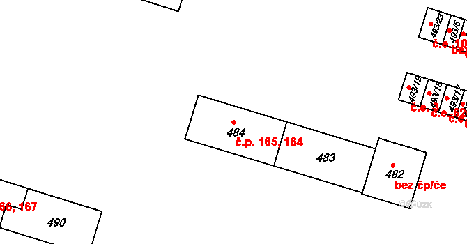 Všebořice 164,165, Ústí nad Labem na parcele st. 484 v KÚ Všebořice, Katastrální mapa