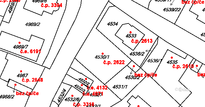 Severní Terasa 2622, Ústí nad Labem na parcele st. 4530/1 v KÚ Ústí nad Labem, Katastrální mapa