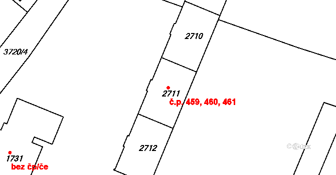 Ostrovské Předměstí 459,460,461, Lanškroun na parcele st. 2711 v KÚ Lanškroun, Katastrální mapa