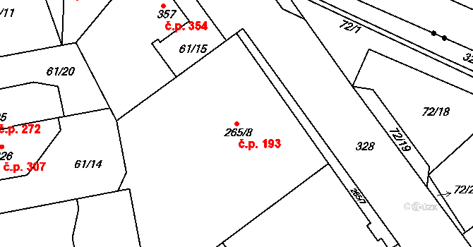 Litol 193, Lysá nad Labem na parcele st. 265/8 v KÚ Litol, Katastrální mapa