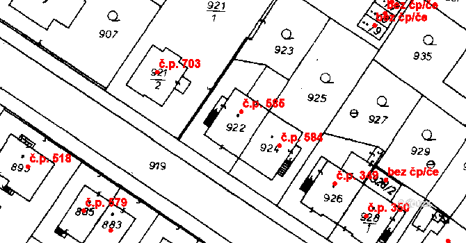 Poděbrady II 585, Poděbrady na parcele st. 922 v KÚ Poděbrady, Katastrální mapa