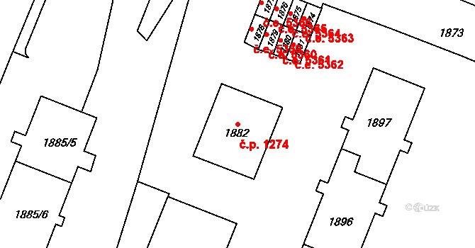 Kadaň 1274 na parcele st. 1882 v KÚ Kadaň, Katastrální mapa