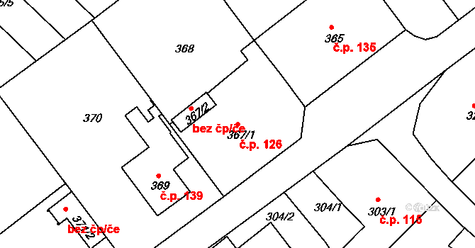 Klokoty 126, Tábor na parcele st. 367/1 v KÚ Klokoty, Katastrální mapa