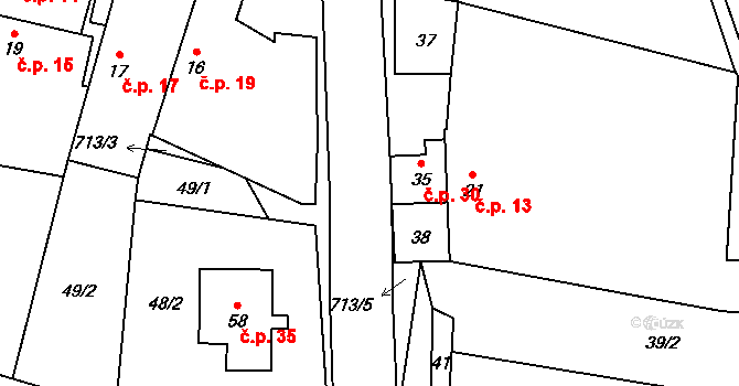 Lipice 30, Pelhřimov na parcele st. 35 v KÚ Lipice, Katastrální mapa