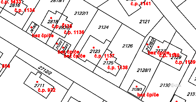 Sokolov 1137 na parcele st. 2123 v KÚ Sokolov, Katastrální mapa