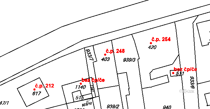 Staňkov II 248, Staňkov na parcele st. 403 v KÚ Staňkov-ves, Katastrální mapa