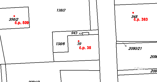 Černilov 35 na parcele st. 39 v KÚ Černilov, Katastrální mapa