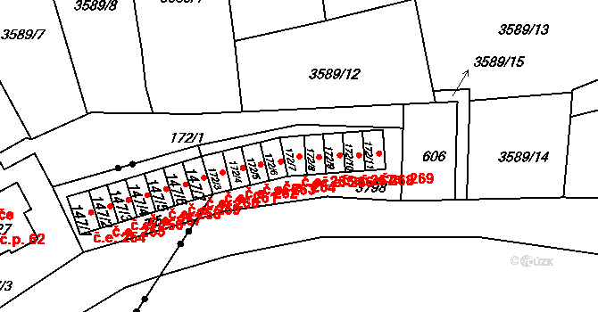 Jílové 265 na parcele st. 172/7 v KÚ Jílové u Děčína, Katastrální mapa