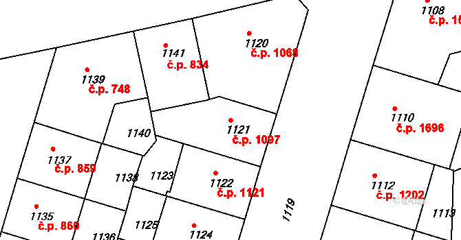 Žižkov 1097, Praha na parcele st. 1121 v KÚ Žižkov, Katastrální mapa