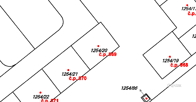 Krč 869, Praha na parcele st. 1254/20 v KÚ Krč, Katastrální mapa
