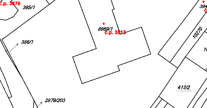 Hodonín 3513 na parcele st. 8969/1 v KÚ Hodonín, Katastrální mapa