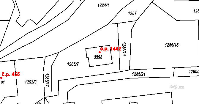Vrchlabí 1442 na parcele st. 3598 v KÚ Vrchlabí, Katastrální mapa