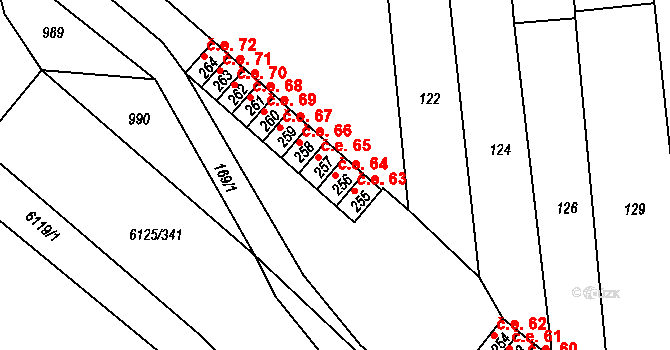 Březenec 64, Jirkov na parcele st. 256 v KÚ Březenec, Katastrální mapa