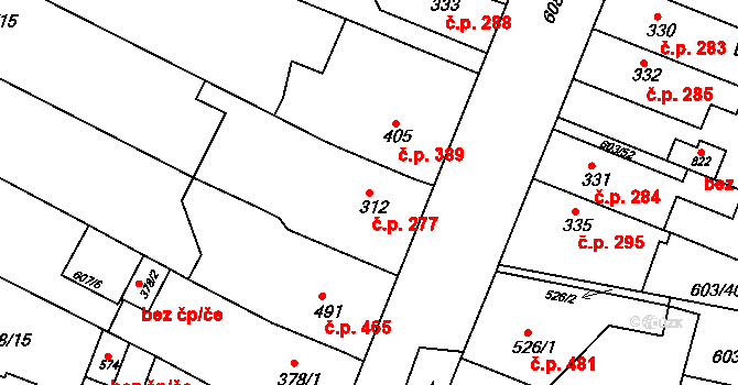 Svobodné Dvory 277, Hradec Králové na parcele st. 312 v KÚ Svobodné Dvory, Katastrální mapa