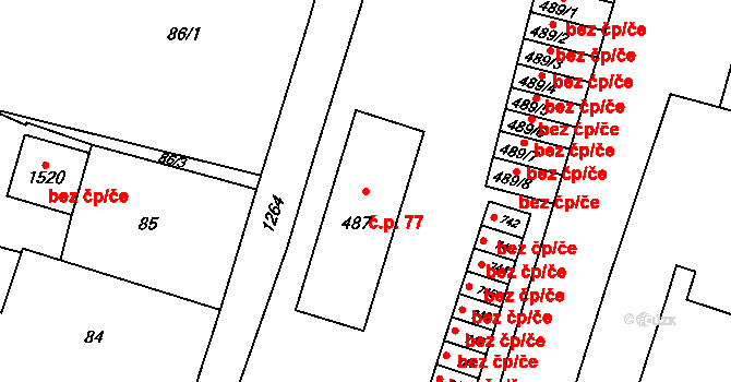 Žacléř 77 na parcele st. 487 v KÚ Žacléř, Katastrální mapa