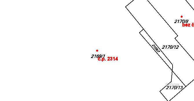 Předměstí 2314, Opava na parcele st. 2169/1 v KÚ Opava-Předměstí, Katastrální mapa