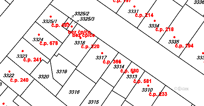 Lobzy 366, Plzeň na parcele st. 3317 v KÚ Plzeň, Katastrální mapa