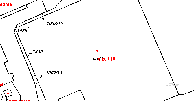 Hylváty 115, Ústí nad Orlicí na parcele st. 126/1 v KÚ Hylváty, Katastrální mapa