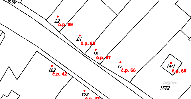 Držovice 67 na parcele st. 18 v KÚ Držovice na Moravě, Katastrální mapa