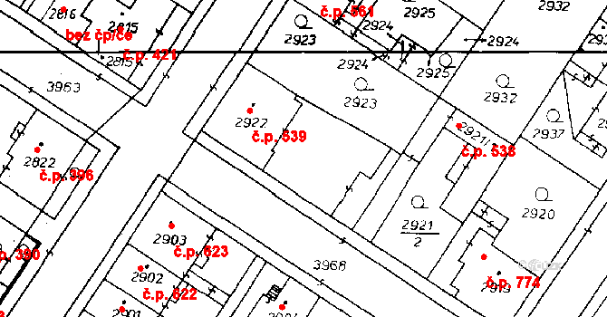 Poděbrady III 539, Poděbrady na parcele st. 2922 v KÚ Poděbrady, Katastrální mapa
