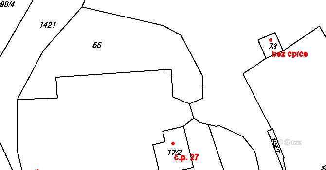 Milovanice 165, Postupice na parcele st. 11/2 v KÚ Milovanice, Katastrální mapa