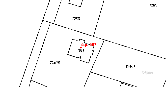 Skalice 397, Frýdek-Místek na parcele st. 1011 v KÚ Skalice u Frýdku-Místku, Katastrální mapa