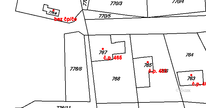 Loket 465 na parcele st. 767 v KÚ Loket, Katastrální mapa