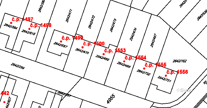 Kuřim 1553 na parcele st. 2642/469 v KÚ Kuřim, Katastrální mapa