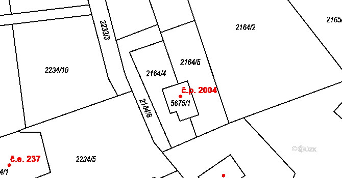 Hranice I-Město 2004, Hranice na parcele st. 5675/1 v KÚ Hranice, Katastrální mapa