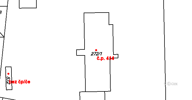 Lubina 414, Kopřivnice na parcele st. 272/1 v KÚ Drnholec nad Lubinou, Katastrální mapa