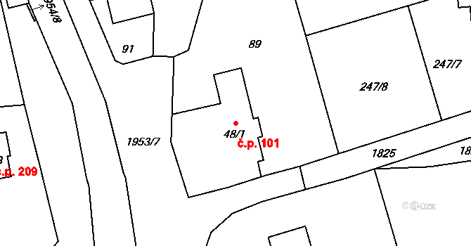 Dolní Libchavy 101, Libchavy na parcele st. 48/1 v KÚ Dolní Libchavy, Katastrální mapa